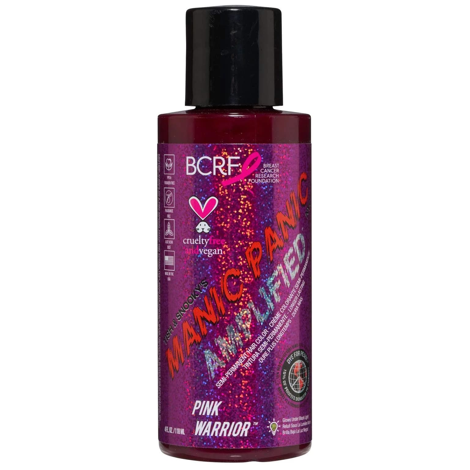 Manic Panic Amplified Pink Warrior Semi-Permanent Hair Dye | Vibrant Neon Pink for Light & Dark Hair (118ml) — Pink Warrior
