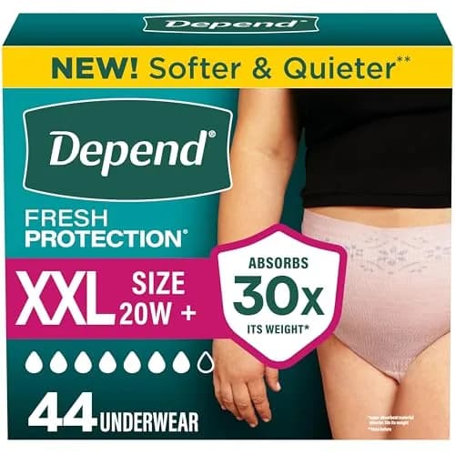 Depend Fresh Protection Adult Diapers for Women XXL | Ultra-Absorbent, Odorless Comfort (70-120 chars) thumbnail 1