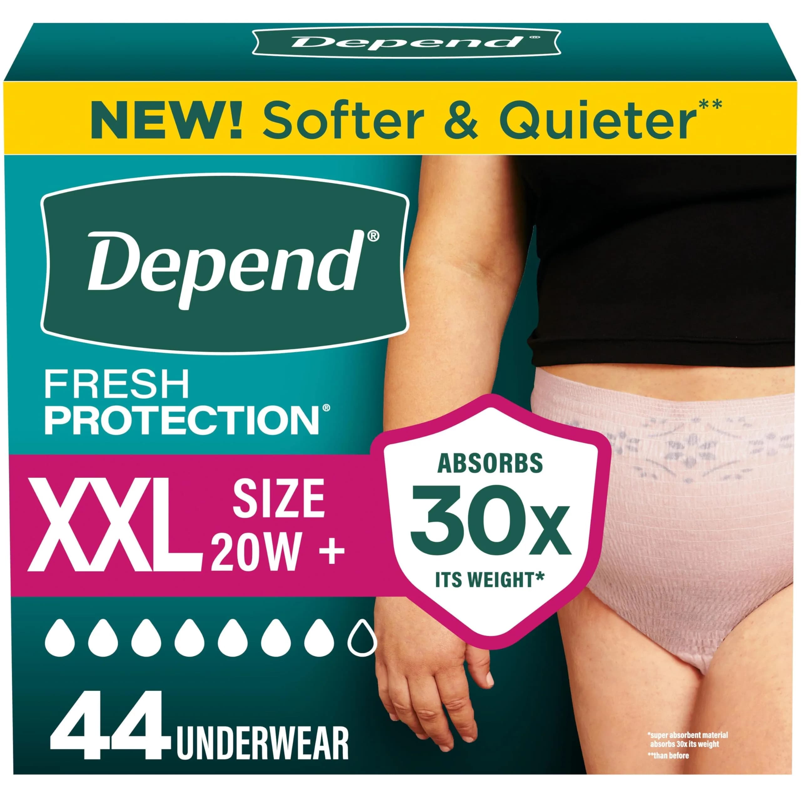Depend Fresh Protection Adult Diapers for Women XXL | Ultra-Absorbent, Odorless Comfort (70-120 chars)