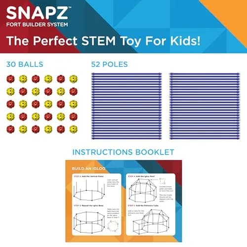 SNAPZ Ultimate Fort Builder Kit for Kids 8-12 | Sturdy Indoor STEM Play Set for Ages 4-8 thumbnail 3