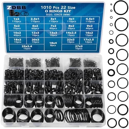 ZDBB 1010 Pcs Rubber O Ring Kit 22 Metric Sizes | Oil & Heat Resistant Nitrile Rubber Assortment thumbnail 1
