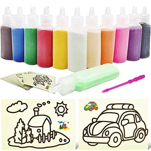 Zddaoole 32 PCS Art Sand Kit with 12 Colors & 20 Pattern Cards | Non-Toxic Craft Kit for DIY thumbnail 1