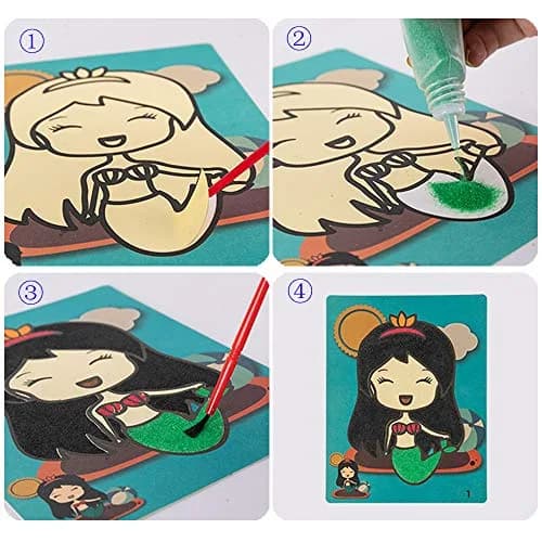 Zddaoole 32 PCS Art Sand Kit with 12 Colors & 20 Pattern Cards | Non-Toxic Craft Kit for DIY thumbnail 6