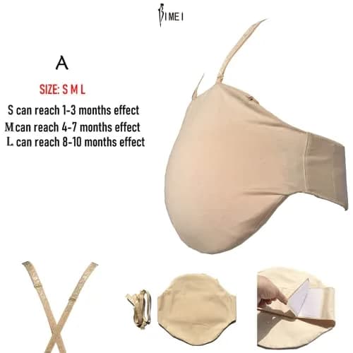 BIMEI Fake Pregnancy Belly Bodysuit | Costume for Stage & Play, Light Beige, Small thumbnail 6