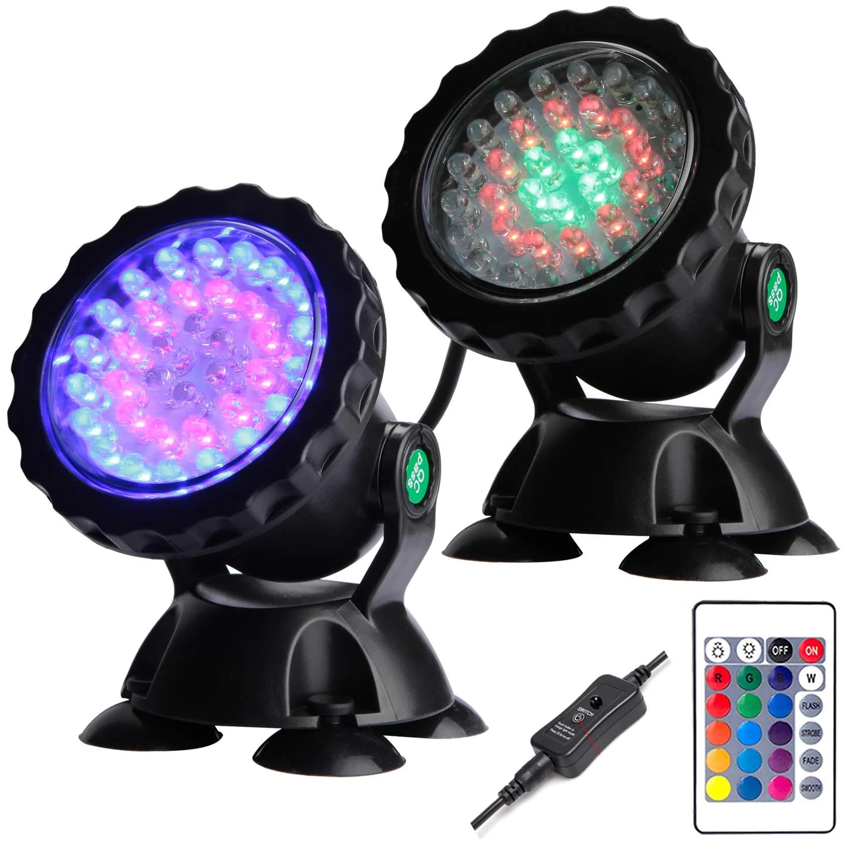 ZHGSERVU LED Underwater Pond Lights 2-Pack (2.75in x 4in) | IP68 Waterproof RGB Color Changing Landscape Spotlights - main product image