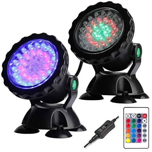ZHGSERVU LED Underwater Pond Lights 2-Pack (2.75in x 4in) | IP68 Waterproof RGB Color Changing Landscape Spotlights thumbnail 1