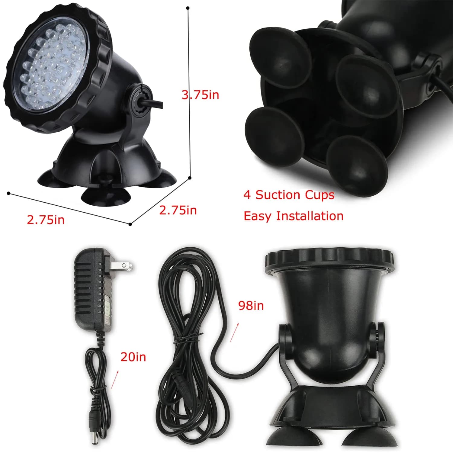 ZHGSERVU LED Underwater Pond Lights 2-Pack (2.75in x 4in) | IP68 Waterproof RGB Color Changing Landscape Spotlights - view 2