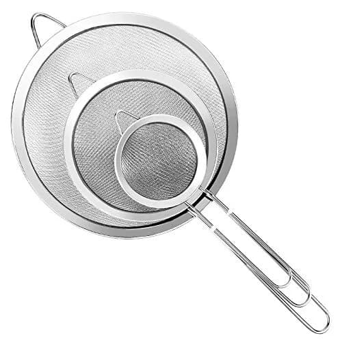 YLYL Food Strainer Set 3Pcs Stainless Steel Mesh with Handle | Fine Mesh Kitchen Sifter (20cm, 14cm, 8cm) thumbnail 1