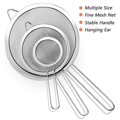 YLYL Food Strainer Set 3Pcs Stainless Steel Mesh with Handle | Fine Mesh Kitchen Sifter (20cm, 14cm, 8cm) thumbnail 6