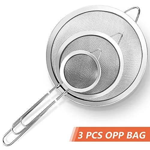 YLYL Food Strainer Set 3Pcs Stainless Steel Mesh with Handle | Fine Mesh Kitchen Sifter (20cm, 14cm, 8cm) thumbnail 7