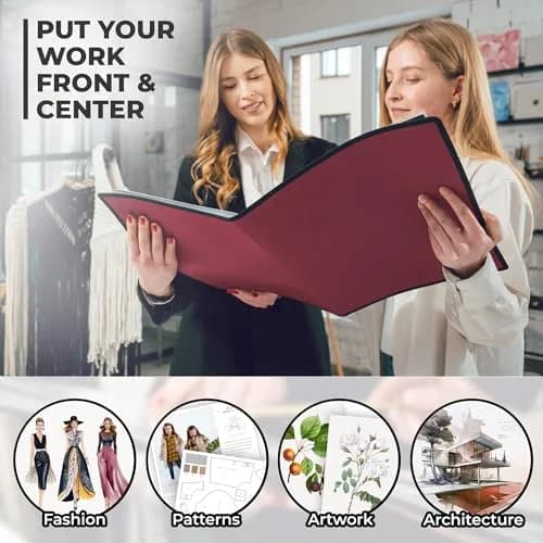 Dunwell 11x14 Art Portfolio Binder with 24 Sleeves, Ruby Red | Displays 48 Pages, Acid-Free Poly Protection thumbnail 5