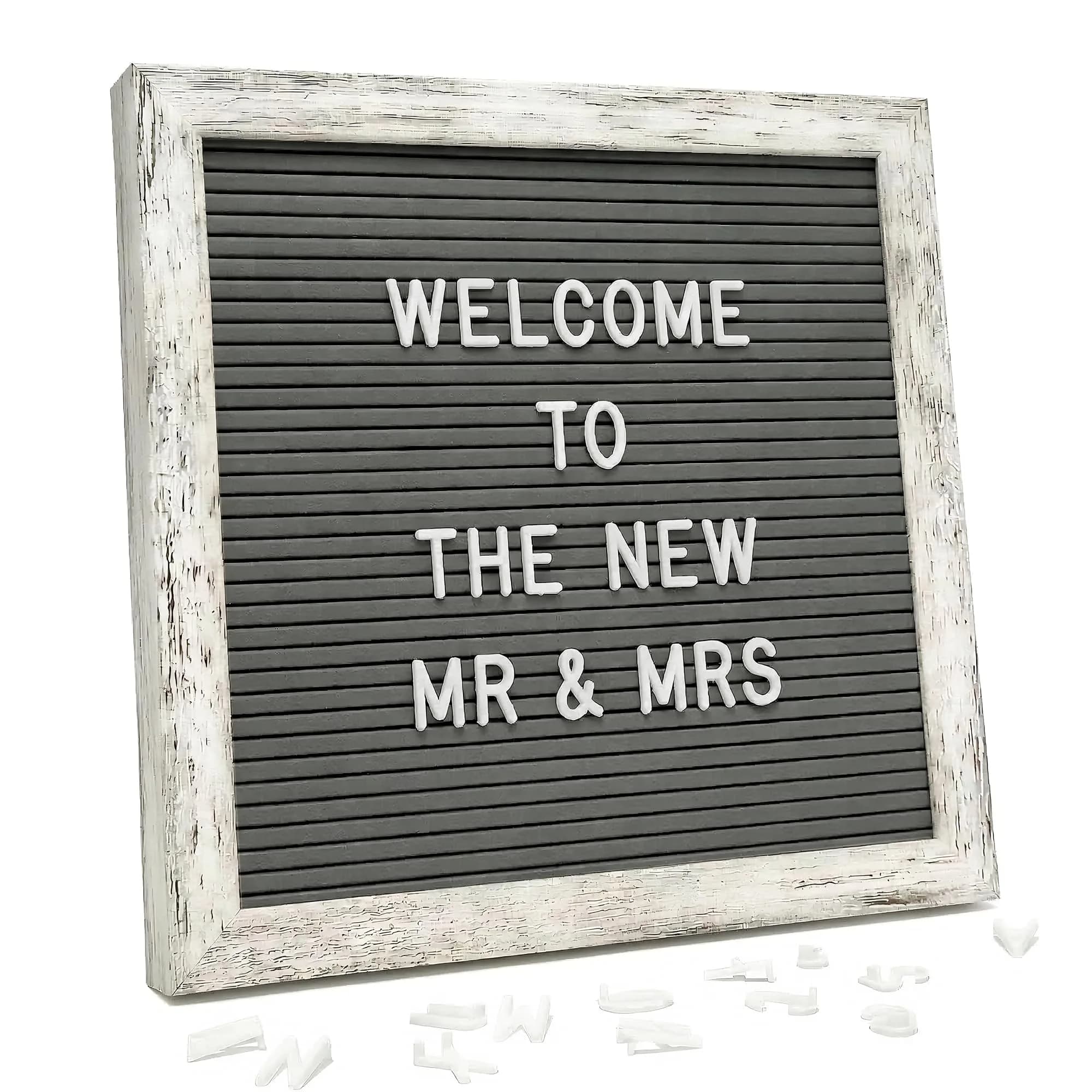 C CRYSTAL LEMON Rustic Gray Felt Letter Board 10x10 with Stand & Wall Mount, 336 White Letters — Rustic Gray