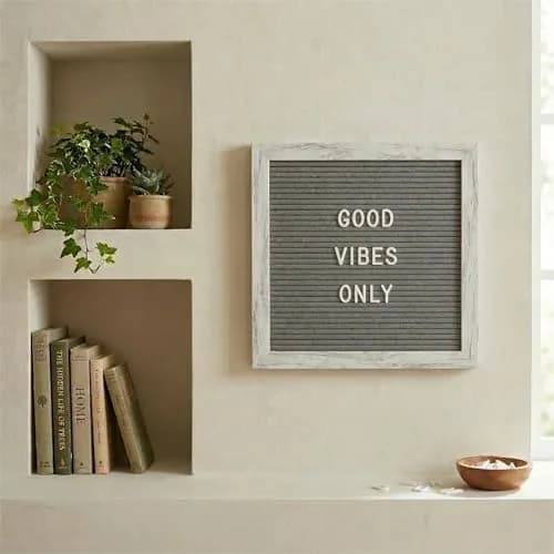 C CRYSTAL LEMON Rustic Gray Felt Letter Board 10x10 with Stand & Wall Mount, 336 White Letters thumbnail 5