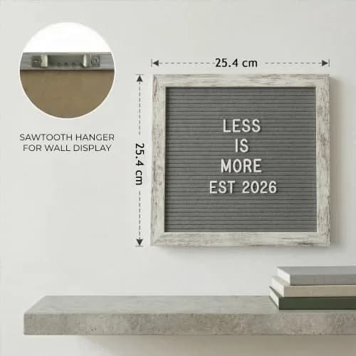 C CRYSTAL LEMON Rustic Gray Felt Letter Board 10x10 with Stand & Wall Mount, 336 White Letters thumbnail 9