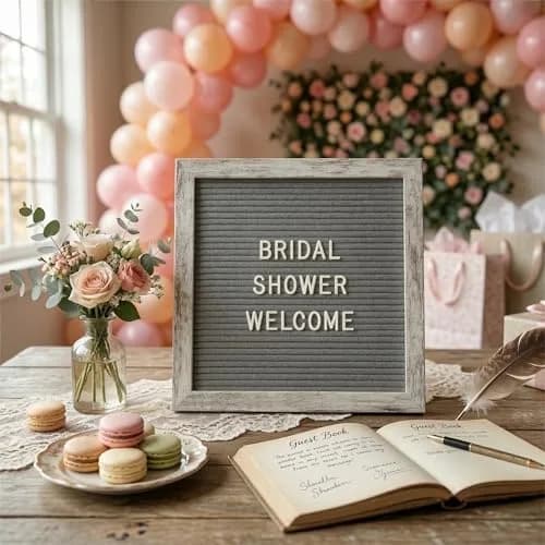 C CRYSTAL LEMON Rustic Gray Felt Letter Board 10x10 with Stand & Wall Mount, 336 White Letters thumbnail 2