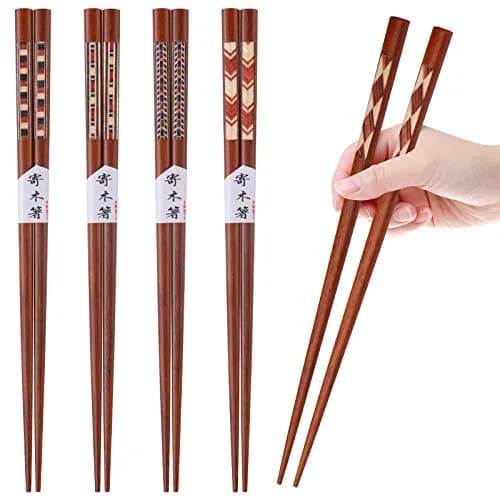 GLAMFIELDS Natural Wooden Japanese Chopsticks 22.5 cm (8.8 Inch) Gift Set | 5 Pairs for Asian Cuisine thumbnail 2
