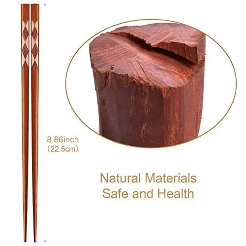 GLAMFIELDS Natural Wooden Japanese Chopsticks 22.5 cm (8.8 Inch) Gift Set | 5 Pairs for Asian Cuisine thumbnail 3