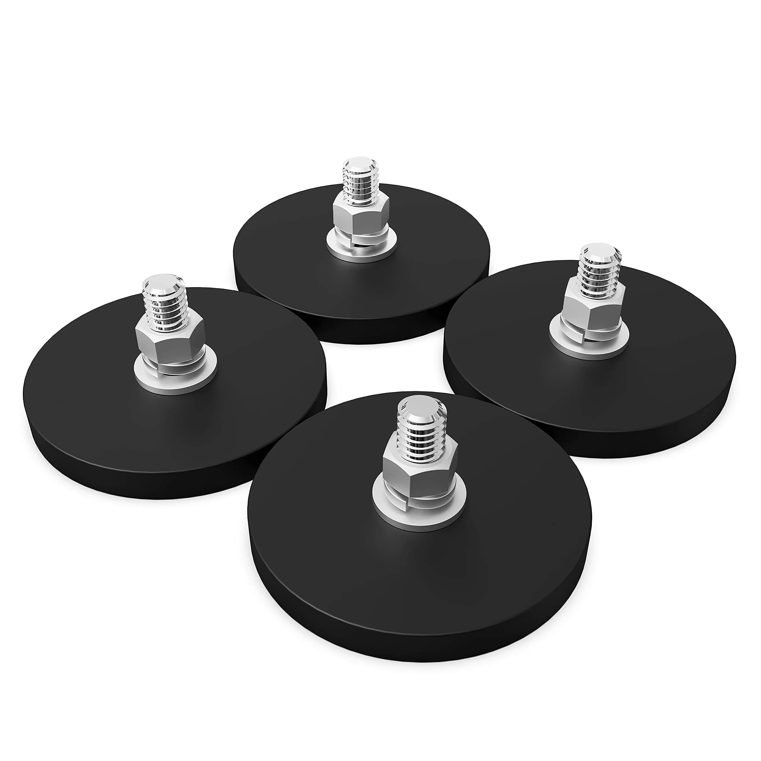 TSUYA Rubber Coated Magnets 20LBS Neodymium M6 Studs | Heavy Duty, Waterproof, Anti Slip — Black