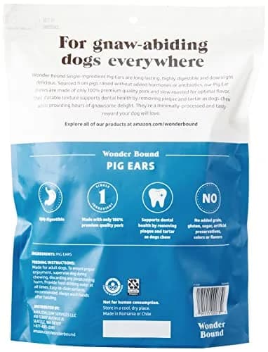 Wonder Bound Whole Pig Ears Dog Treats, Pork, 6 oz (170 g) | Supports Dental Health & Digestibility thumbnail 2