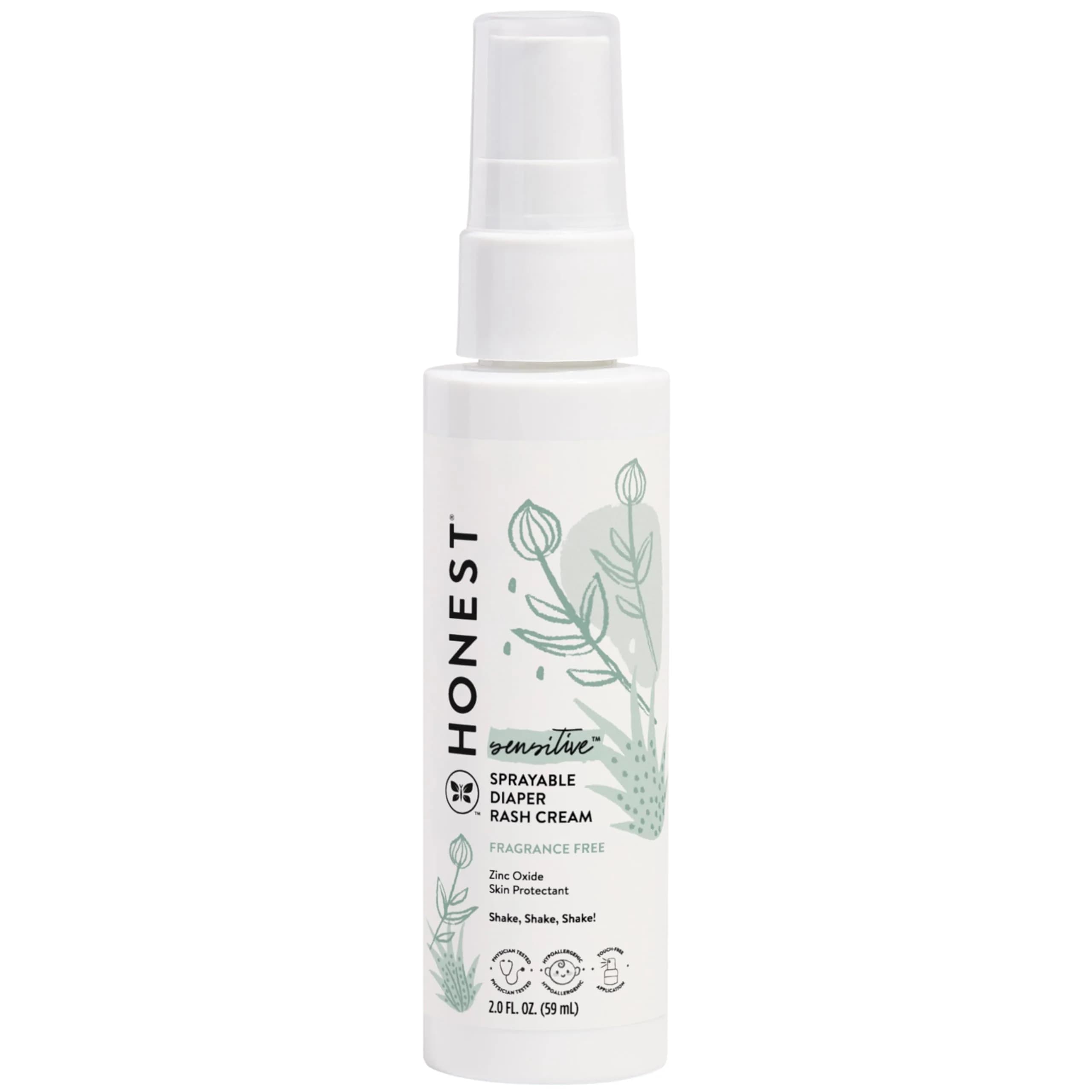 The Honest Company Diaper Rash Cream Spray with Zinc Oxide | 59ml (2 fl oz) | Hypoallergenic, Dermatologist Tested - main product image