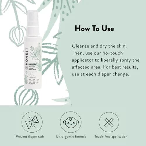 The Honest Company Diaper Rash Cream Spray with Zinc Oxide | 59ml (2 fl oz) | Hypoallergenic, Dermatologist Tested thumbnail 5