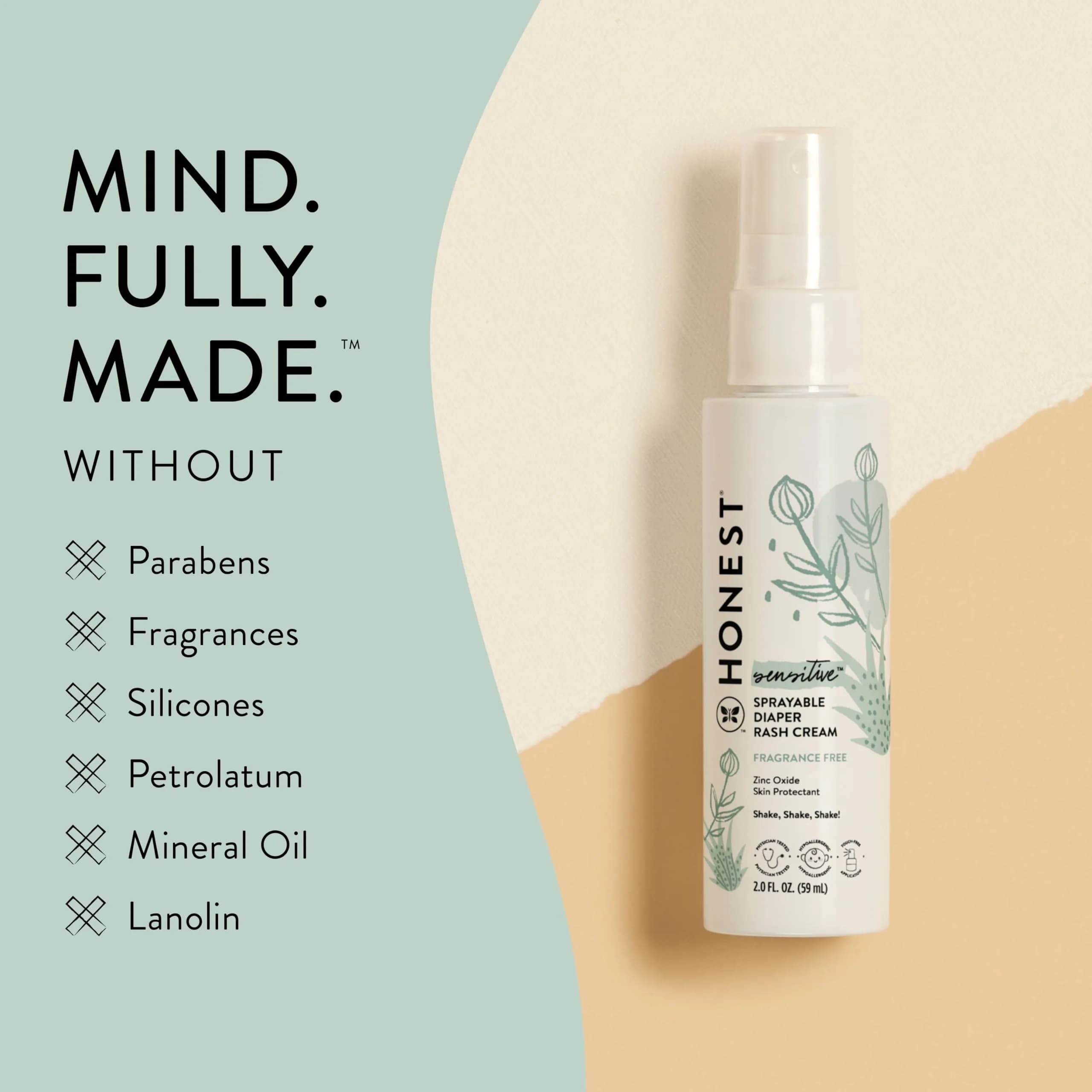 The Honest Company Diaper Rash Cream Spray with Zinc Oxide | 59ml (2 fl oz) | Hypoallergenic, Dermatologist Tested - view 4