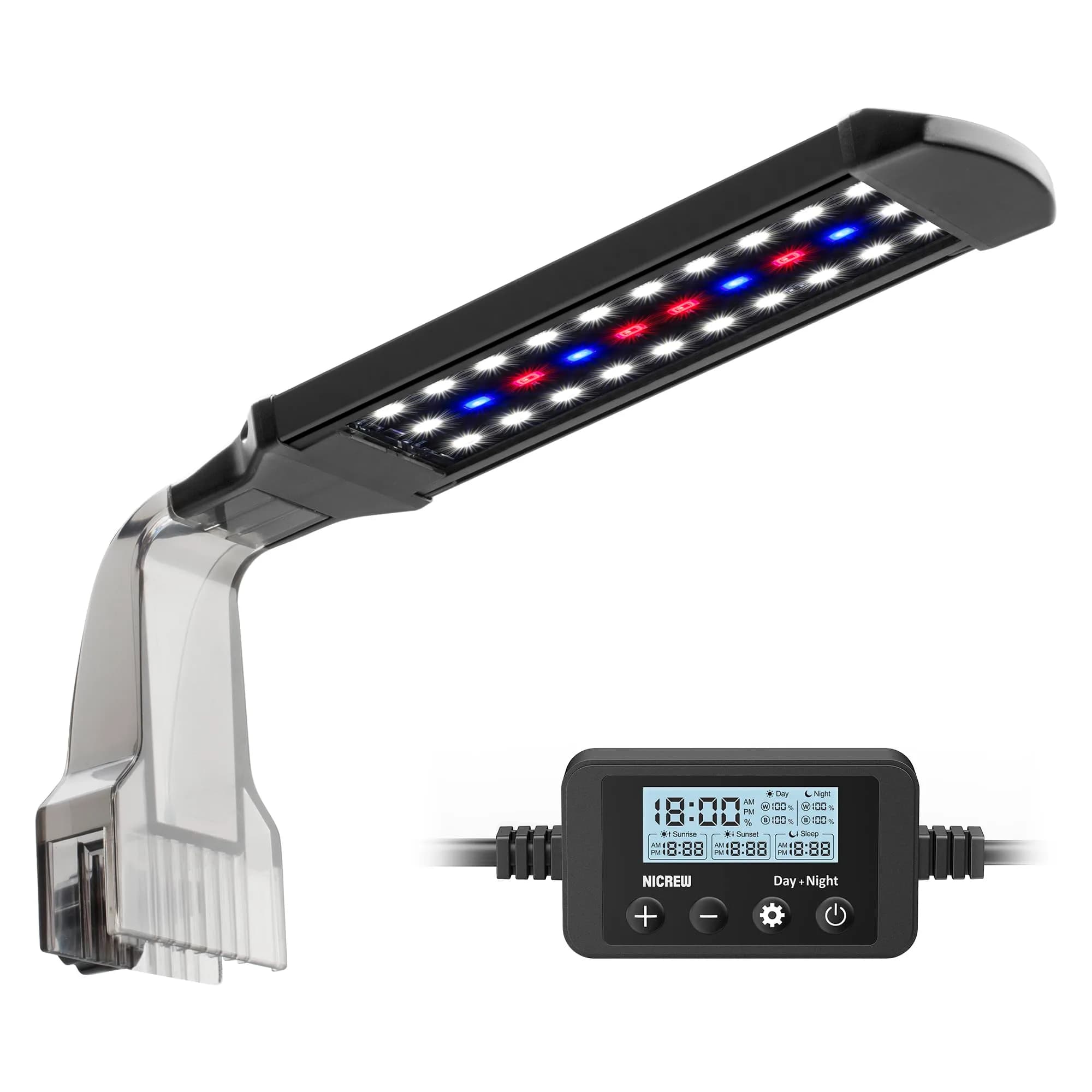 NICREW Clip-on Marine Aquarium Light for Coral Reef Tank | 10W LED, Blue & White Spectrum, Adjustable Brightness — For Plants