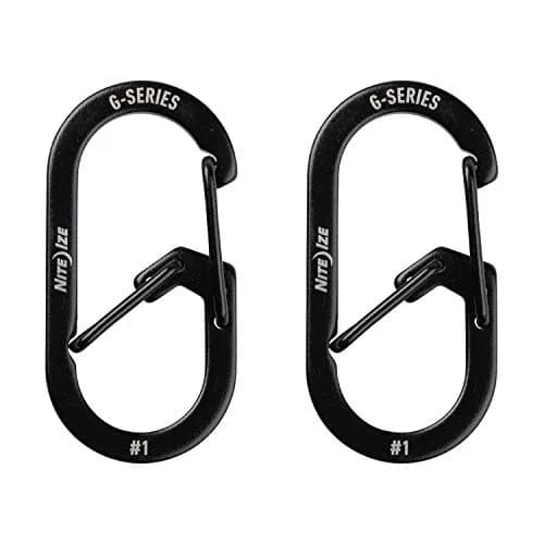 Nite IZE GS1-01-2R6 G-Series Dual Chamber Carabiner, Size #1 2-Pack, Black | Secure Stainless Steel Keychain thumbnail 2