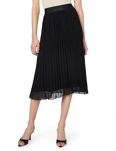 DKNY Womens Pull on Midi Pleated Skirt Black Large | Classic & Elegant (70-120 chars) thumbnail 1