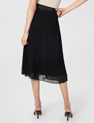 DKNY Womens Pull on Midi Pleated Skirt Black Large | Classic & Elegant (70-120 chars) thumbnail 3