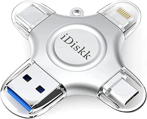 iDiskk MFi Certified 512GB Photo Stick | USB-C, Lightning, USB-A, Micro USB Flash Drive for iPhone, iPad, Android, PC thumbnail 1