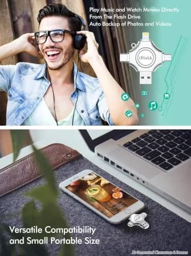 iDiskk MFi Certified 512GB Photo Stick | USB-C, Lightning, USB-A, Micro USB Flash Drive for iPhone, iPad, Android, PC thumbnail 5