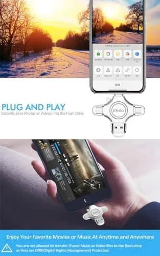iDiskk MFi Certified 512GB Photo Stick | USB-C, Lightning, USB-A, Micro USB Flash Drive for iPhone, iPad, Android, PC thumbnail 6