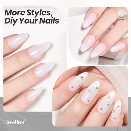 Beetles Milky White Gel Nail Polish 15ml (0.51 fl oz) | Toxin-Free Jelly Nude Color for Natural Nails thumbnail 6