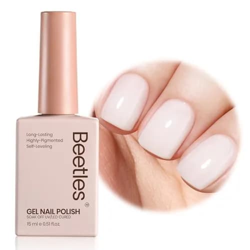 Beetles Milky White Gel Nail Polish 15ml (0.51 fl oz) | Toxin-Free Jelly Nude Color for Natural Nails thumbnail 1