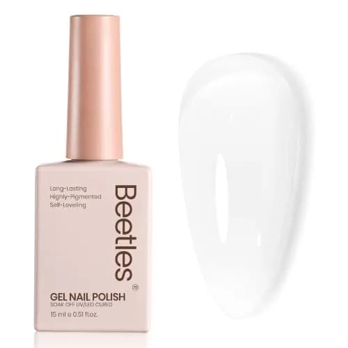 Beetles Milky White Gel Nail Polish 15ml (0.51 fl oz) | Toxin-Free Jelly Nude Color for Natural Nails thumbnail 9