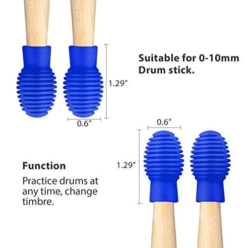Frienda Silicone Drumstick Dampeners 4 pcs Blue | Noise-Reducing Practice Tips for Drummers thumbnail 2