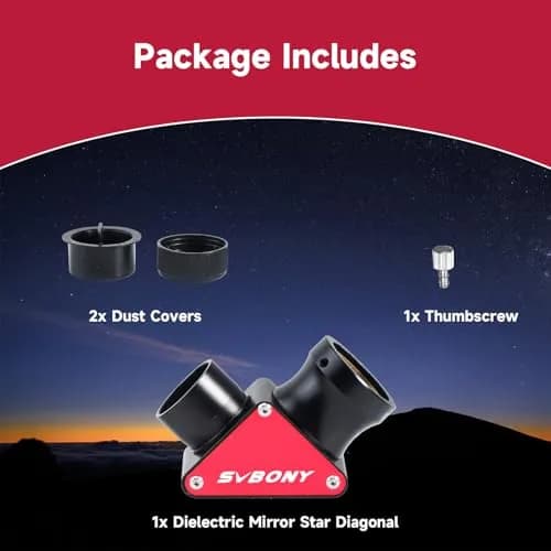 SVBONY SV188P Telescope Diagonal 1.25" 90 Degree Mirror 99% Reflectivity | Upright Image, Brass Compression Ring thumbnail 9