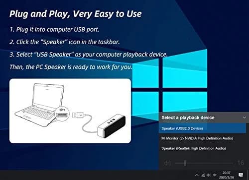 LIELONGREN USB Computer Speaker Soundbar 8W | Stereo Sound with Enhanced Bass for Desktop & Laptop thumbnail 8