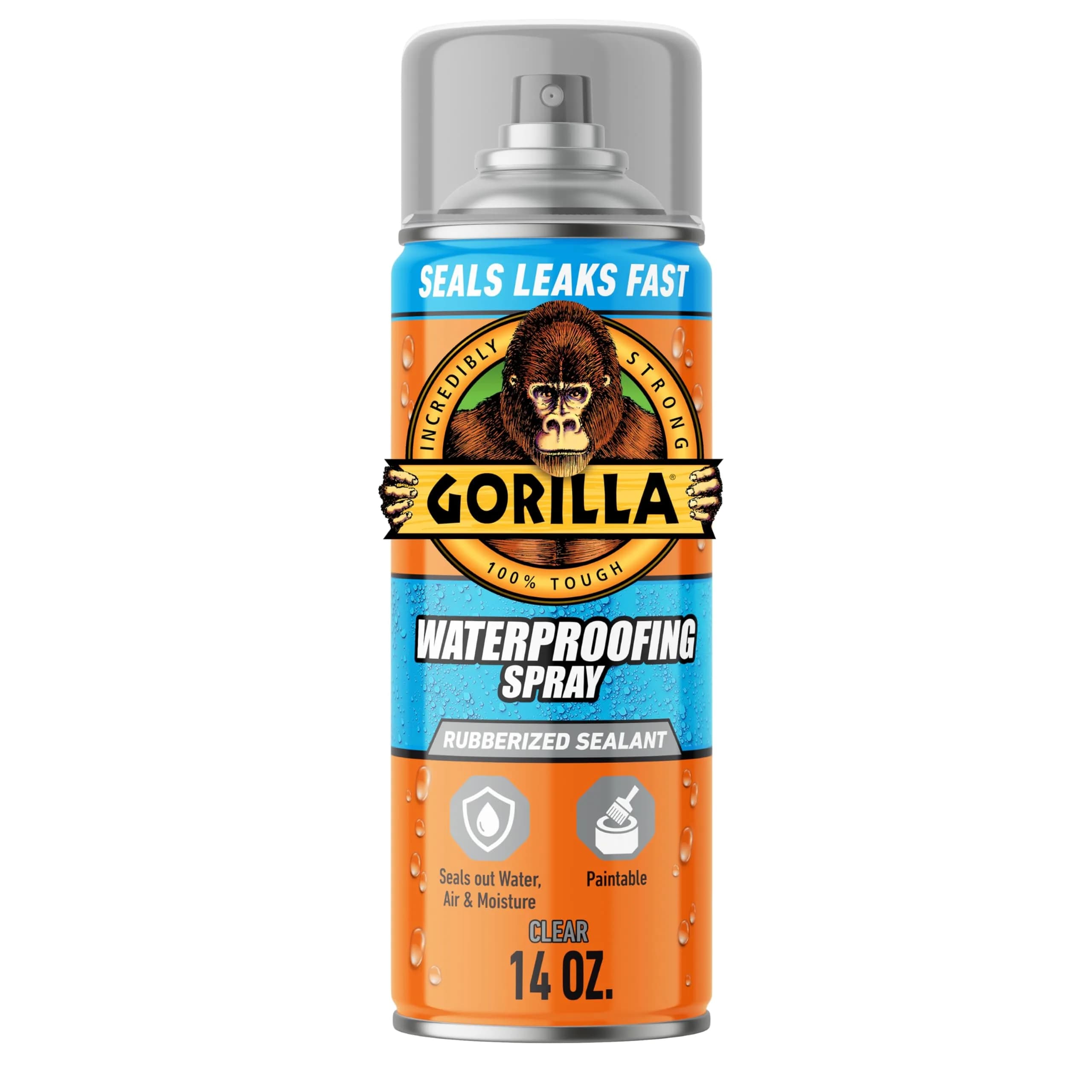 Gorilla Waterproofing Spray Clear Flexible Rubberized Sealant 400ml (14 oz) | Seals Leaks & Cracks