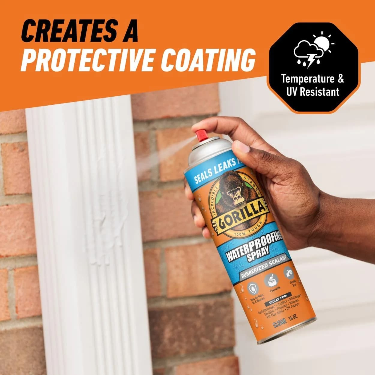 Gorilla Waterproofing Spray Clear Flexible Rubberized Sealant 400ml (14 oz) | Seals Leaks & Cracks - view 5