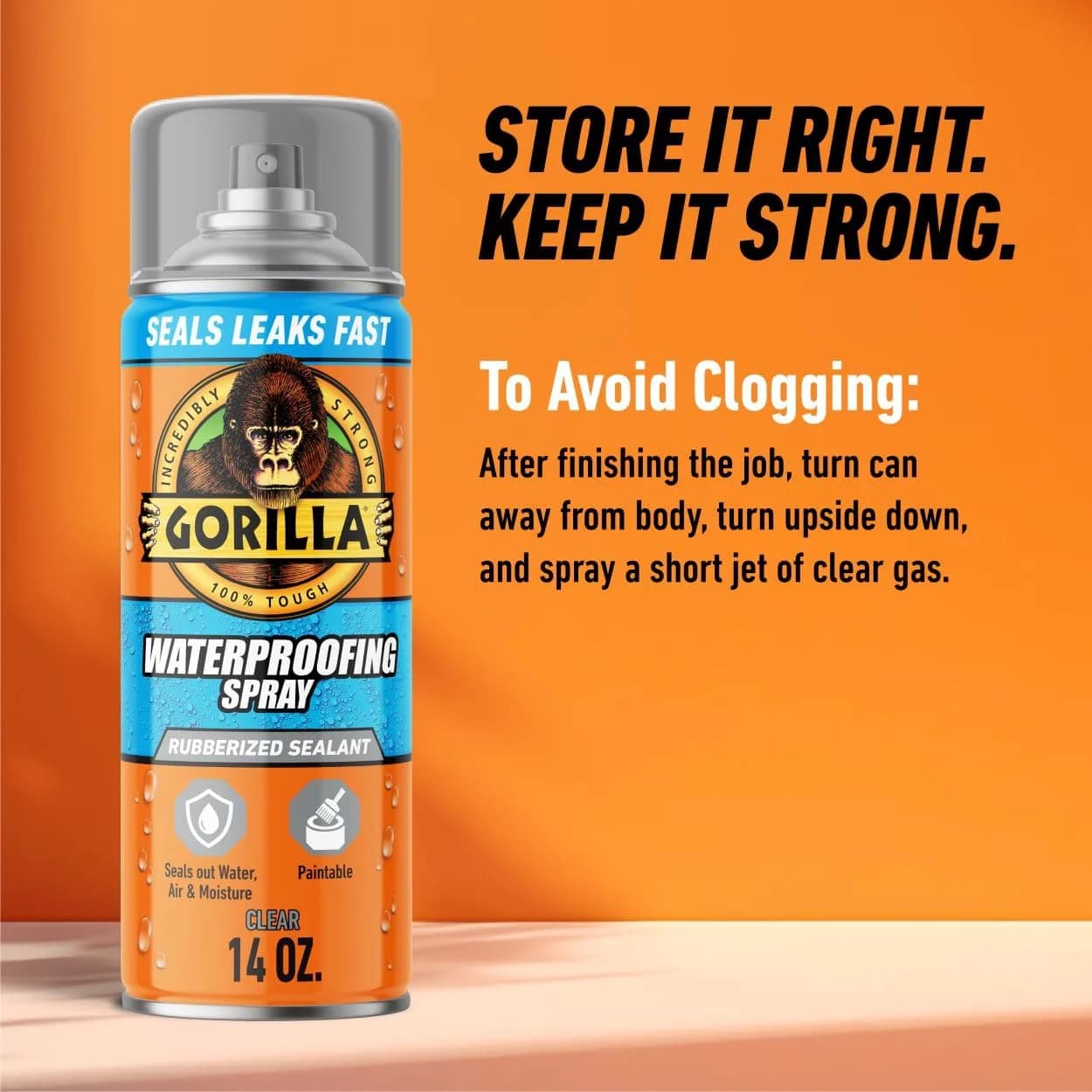 Gorilla Waterproofing Spray Clear Flexible Rubberized Sealant 400ml (14 oz) | Seals Leaks & Cracks - view 7
