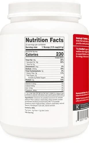 Ketologic Keto Meal Replacement Shake Powder Vanilla 29.1oz | Supports Keto & Low-Carb Diets thumbnail 4