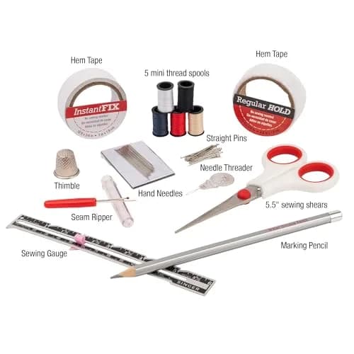 SINGER Hemming Kit with Storage Pouch – 92-piece sewing set for hemming and mending, includes hem tape, scissors, needles, pins, and marking pencil thumbnail 3