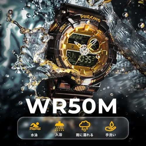 PINDOWS PDS-603 Transparent LED Backlight Men's Watch 53mm (1.89in) | Analog Digital Waterproof Tactical Sports Watch thumbnail 5