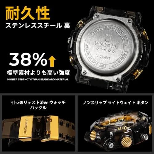 PINDOWS PDS-603 Transparent LED Backlight Men's Watch 53mm (1.89in) | Analog Digital Waterproof Tactical Sports Watch thumbnail 7
