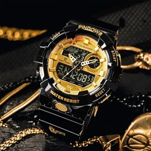 PINDOWS PDS-603 Transparent LED Backlight Men's Watch 53mm (1.89in) | Analog Digital Waterproof Tactical Sports Watch thumbnail 3