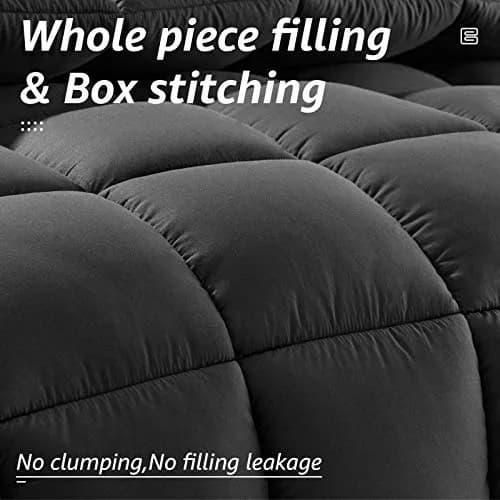 HYLEORY All Season California King Size Bed Comforter - Cooling Down Alternative Quilted Duvet Insert with Corner Tabs - Winter Warm - Machine Washable - Grey, 96 x 104 Inch thumbnail 2