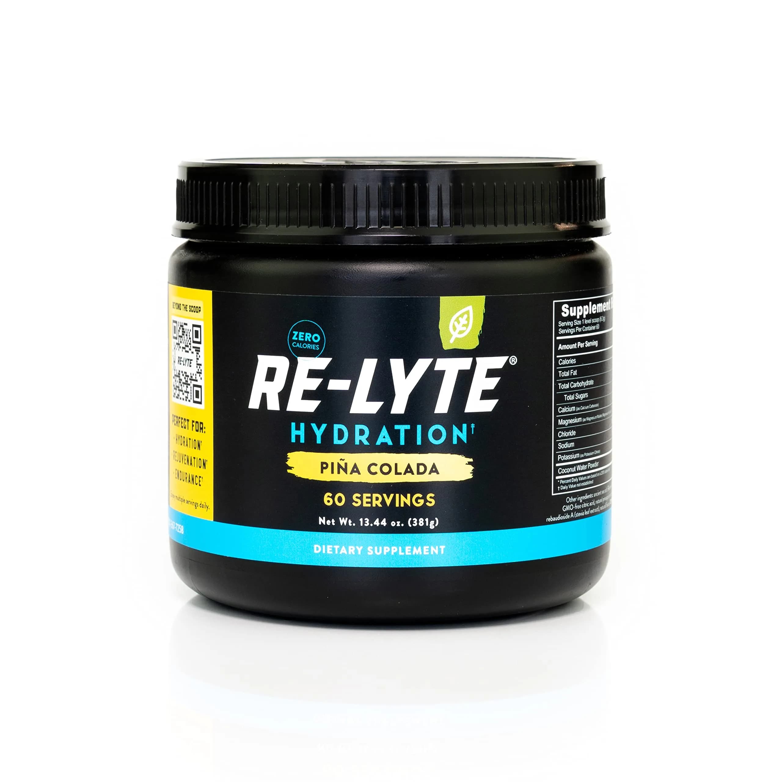Redmond Re-Lyte Sugar Free Electrolyte Powder Drink Mix Pina Colada 381 g (13.44 oz) | Hydration with Real Salt & Trace Minerals - main product image