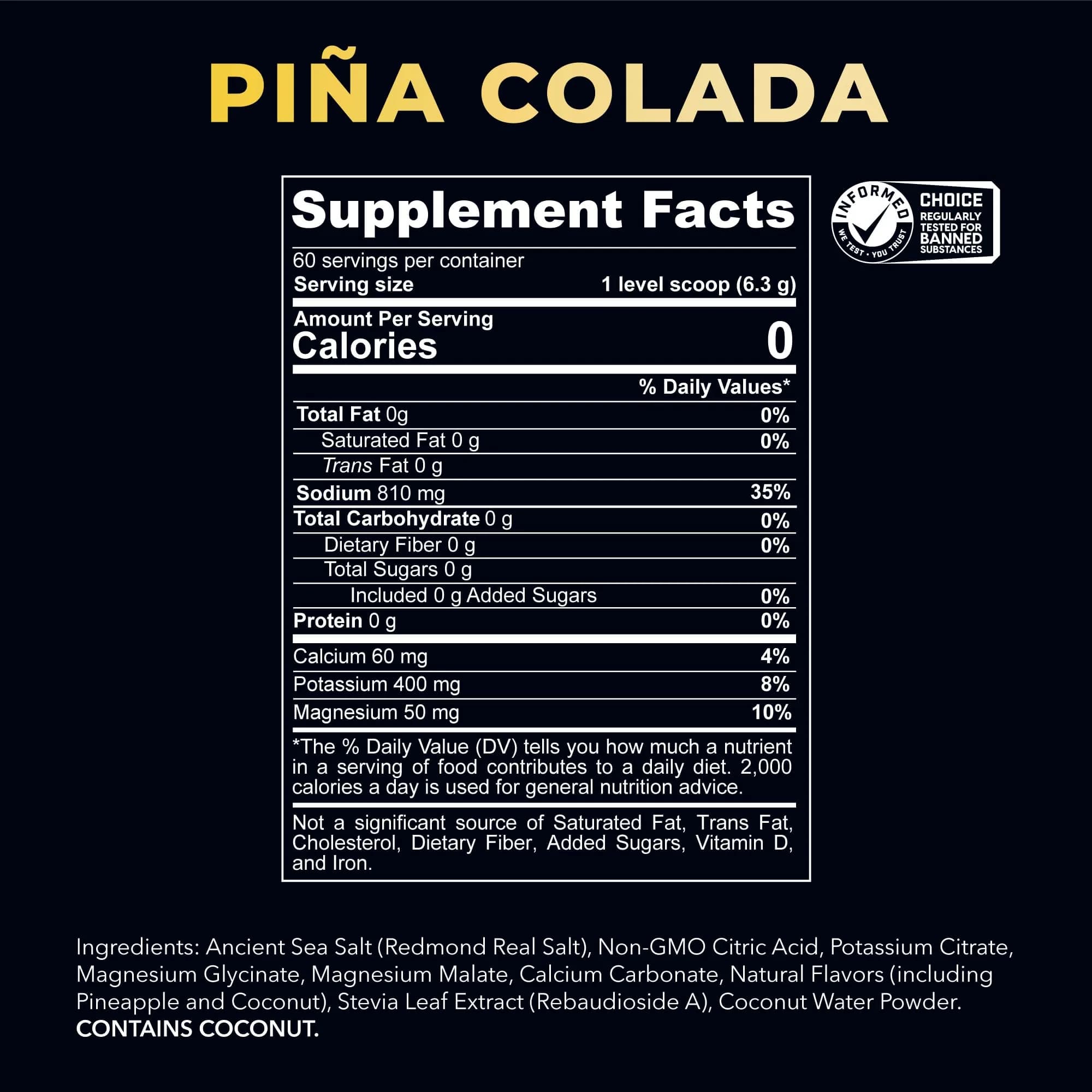 Redmond Re-Lyte Sugar Free Electrolyte Powder Drink Mix Pina Colada 381 g (13.44 oz) | Hydration with Real Salt & Trace Minerals - view 3
